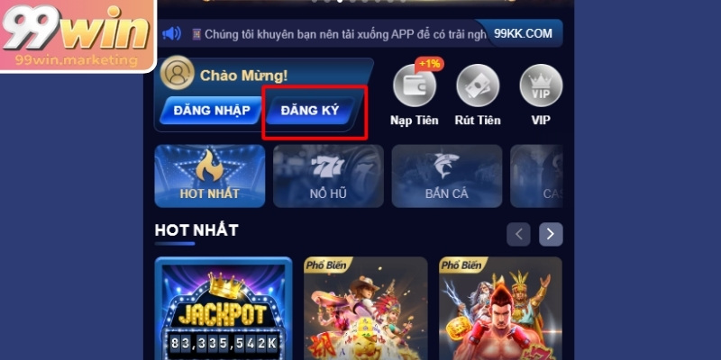 Đăng ký 99Win với thiết kế trực quan, dễ thao tác