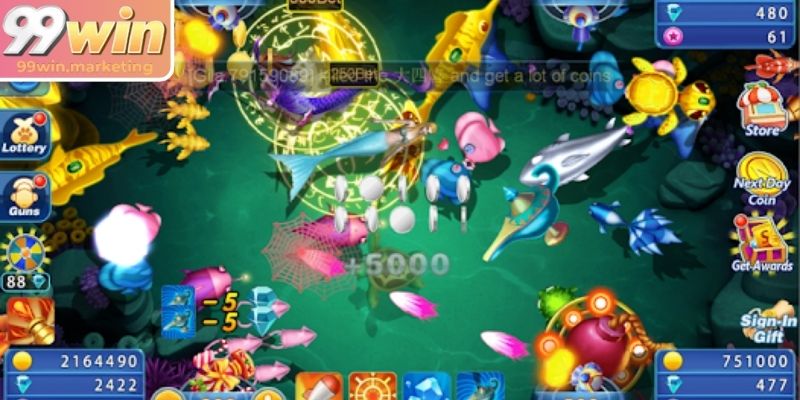 Đánh Cá Vui Vẻ 99Win Giải Trí Sinh Động Nhất Hiện Nay 3 Tiêu diệt con nhỏ để cộng điểm mua đạn lớn bắn boss